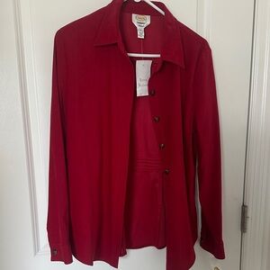 Talbots Red Button-Up Blouse